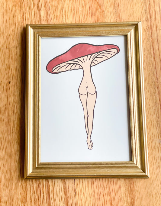 Tall Mushroom Booty Gal Art Print