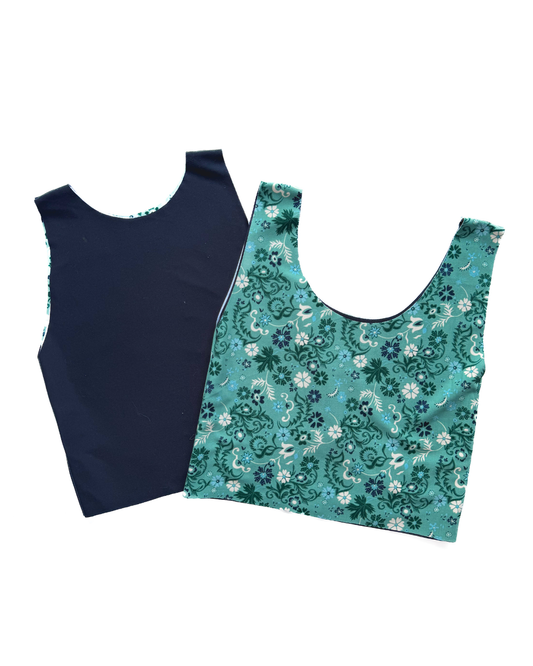 Teal Paisley with Navy Reverse Bra Top