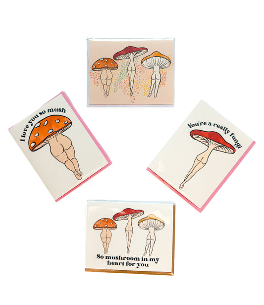 Mushroom Booty Greeting Card 4 Pack