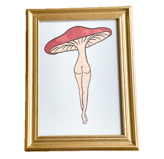 Tall Mushroom Booty Gal Art Print