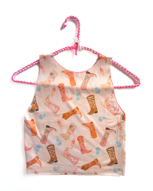 Cowpoke Boot with Pink Reverse Bra Top