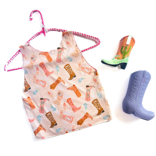 Cowpoke Boot with Pink Reverse Bra Top