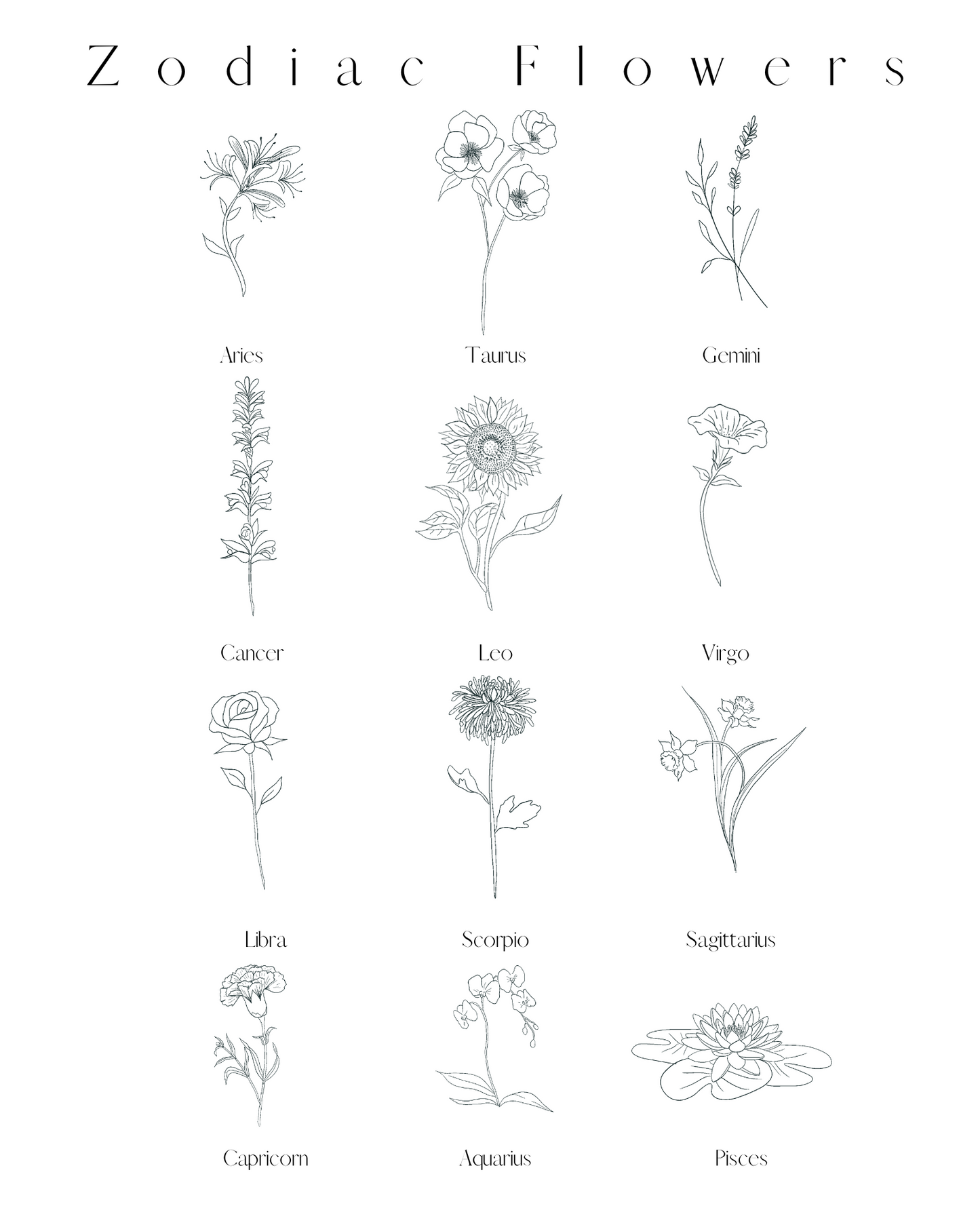Zodiac Flower Print- Group