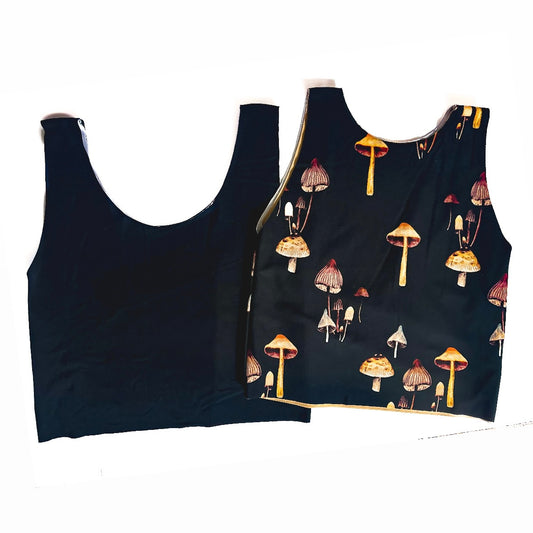 Mushrooms with BLACK reverse Bra Top