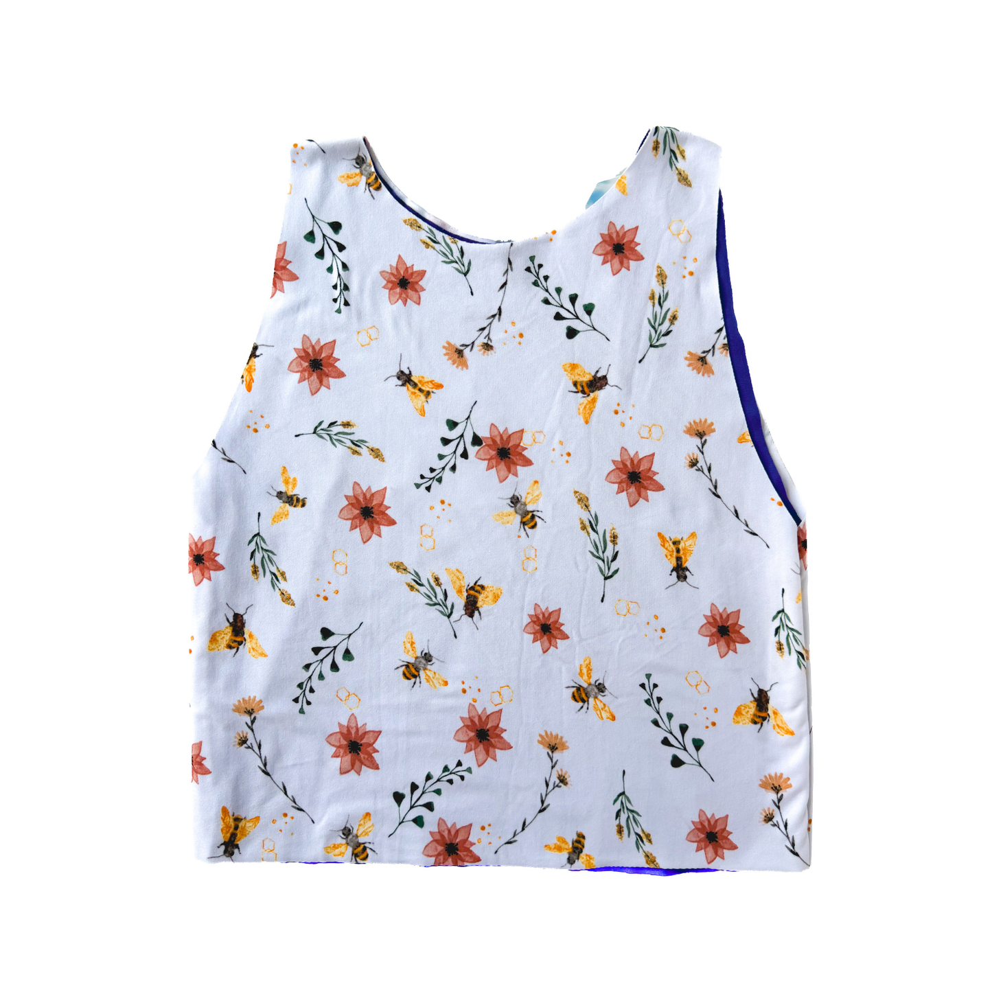White Floral Bees Bra Top