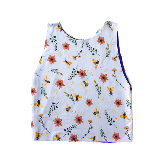 White Floral Bees Bra Top