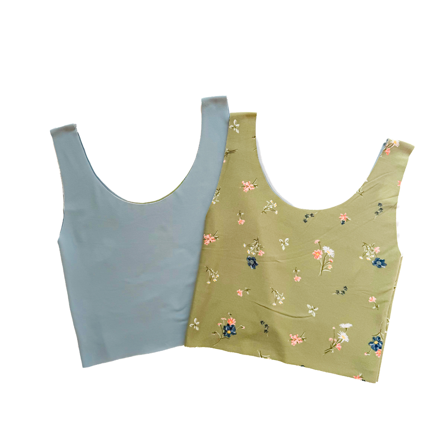 Green Floral and Light Blue Bra Top (S-L only)