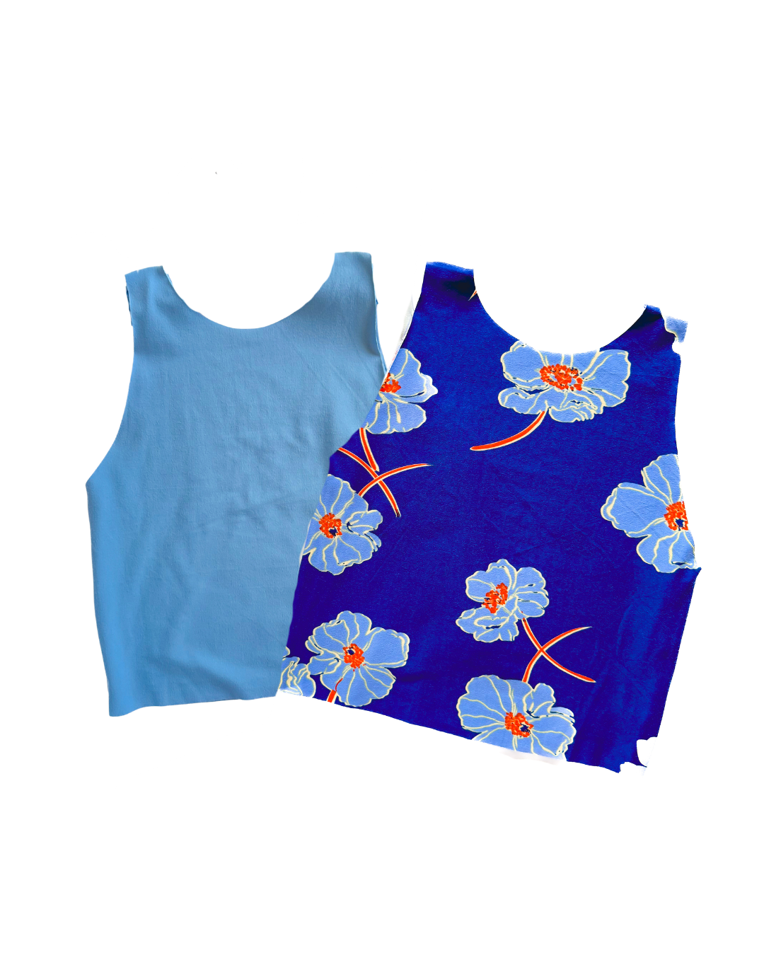 Big Blue Floral with Blue Reverse Bra Top