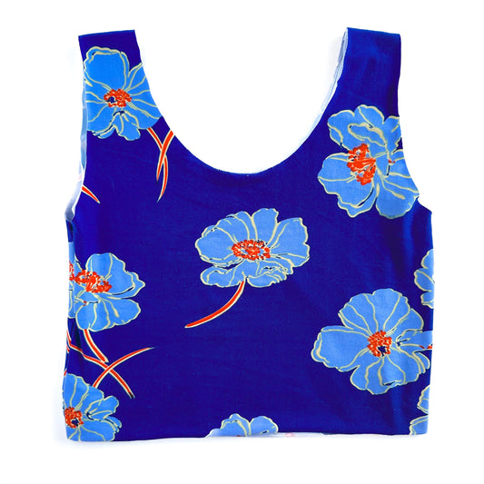 Big Blue Floral with Daisies Bra Top (Made to order)