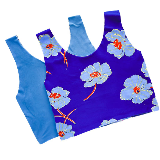 Big Blue Floral Bra Top (Made to order)