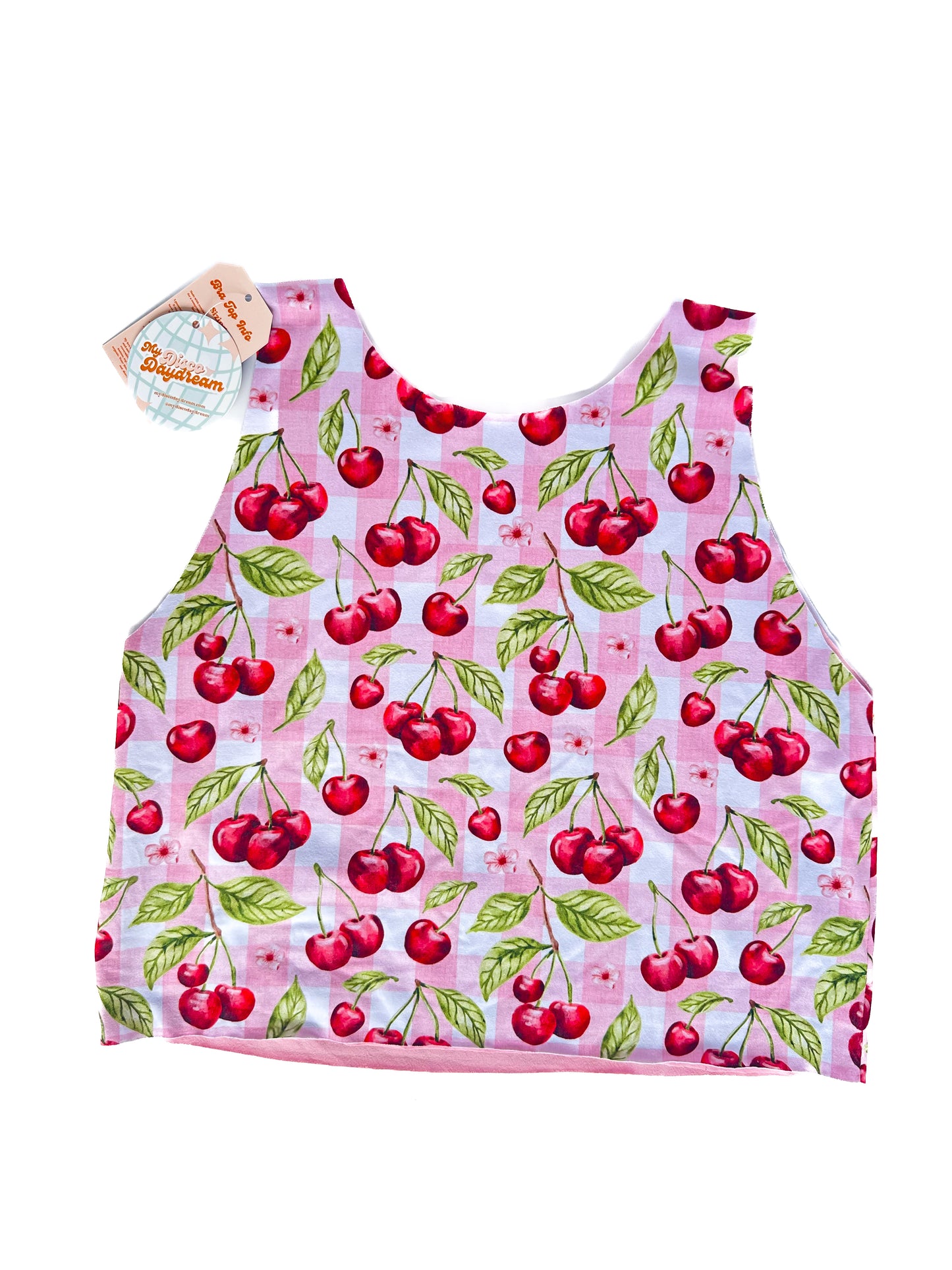 Pink Gingham Cherry Bra Top (XL-2XL)