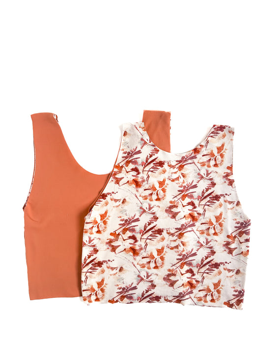 Terracotta Floral Reversible Bra Top