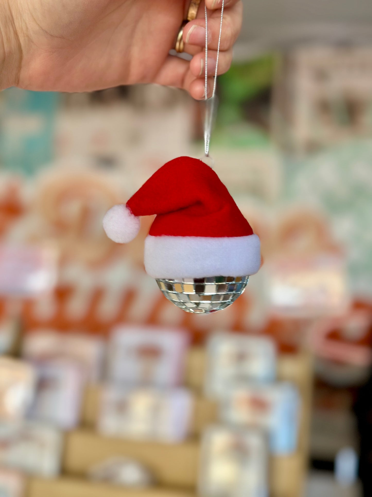 Santa Hat Disco Ornament