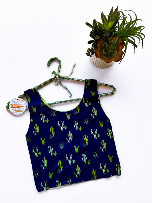 Navy Blue Cacti Bra Top