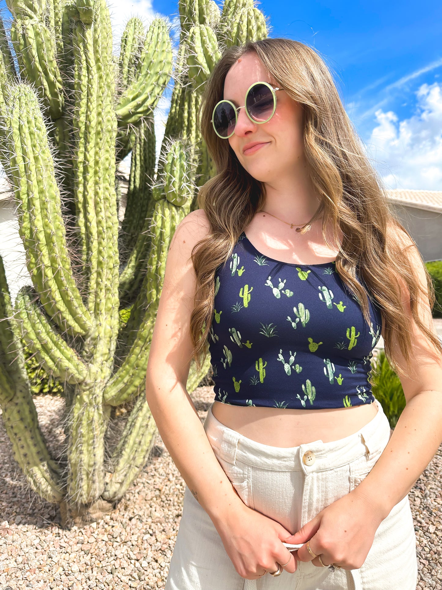 Navy Blue Cacti Bra Top