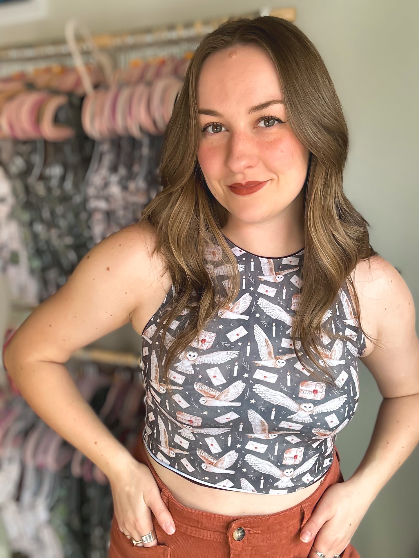 Owl Mail Bra Top with RUST reverse (S-L)